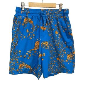 Fresh Prints of Bel Air Vibrant Blue and Orange Paisley Board Shorts